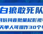 白狼敢死队最新抖音短视频批量起影视号（一天单人可操作30个号）视频课程