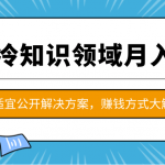 抖音冷知识领域月入过万项目，不适宜公开解决方案 ，抖音赚钱方式大解析！