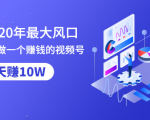 抓住2020年最大风口，小白也能做一个赚钱视频号，12天赚10W（赠送爆款拆解)