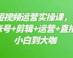 晨哥·短视频运营实操课，一部手机，账号+剪辑+运营+直播，从小白到大咖