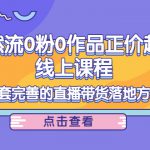 电商自然流0粉0作品正价起号线上课程：一套完善的直播带货落地方案