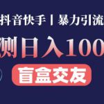 日收益1000+的交友盲盒副业丨有手就行的抖音快手暴力引流