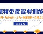 短视频带货混剪训练营：底层逻辑+内容输出+方向+快速涨粉+直播方法