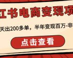 顽石·小红‬书电商变现项目，实测当天出200多单，半年变现百万，非常稳定