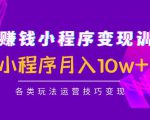 抖音赚钱小程序变现训练营：小程序月入10w+各类玩法运营技巧变现