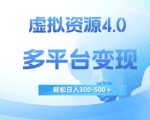 虚拟资源4.0，多平台变现，轻松日入300-500＋【揭秘】