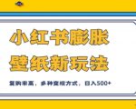 小红书膨胀壁纸新玩法，前端引流前端变现，后端私域多种组合变现方式，入500+【揭秘】