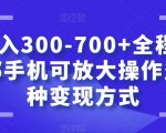 日入300-700+全程1部手机可放大操作多种变现方式【揭秘】