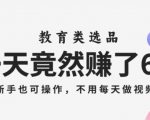 一天竟然赚了6000多，教育类选品，新手也可操作，更不用每天做短视频【揭秘】