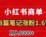 小红书商单最新玩法，8篇笔记涨粉1.6w，作品制作简单，月入8000+【揭秘】