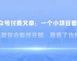 某公众号付费文章：一‮小个‬项目看了‮些这‬思‮你路‬会‮然豁‬开朗，我‮了看‬也推荐