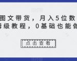 动态图文带货，月入5位数，保姆级教程，0基础也能做【揭秘】