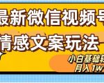 微信视频号情感文案最新玩法，小白轻松月入1万+无脑搬运【揭秘】