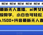 抖音最新无人直播，ai美女换装保姆级教学，小白也可轻松上手日入1500+【揭秘】