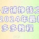 多多店铺挣钱之起店，2024年最新拼多多教程