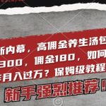 2024最新内幕，高佣金养生汤包项目解密，一单300，佣金180，如何单号操作月入过万？保姆级教程【揭秘】