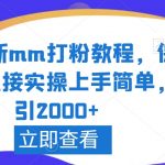 2024最新mm打粉教程，保姆教学，直接实操上手简单，日引2000+【揭秘】