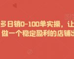 2024拼多多日销0-100单实操，让你迅速起步，做一个稳定盈利的店铺出来